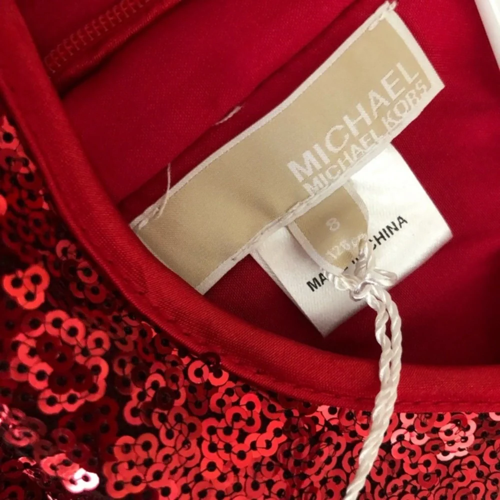 NWT Michael Kors Red Sequin Party Dress Girls size 8 NEW luxury designer - Picture 3 of 8